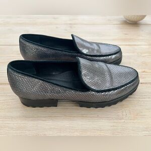 Donald Pliner Metallic Loafers | Reptile Embossed | Lugg Sole | 9